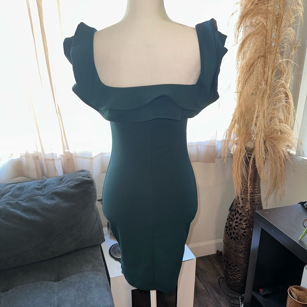 Mind Code Green Ruffle Dress Size Small - Picture 3 of 16